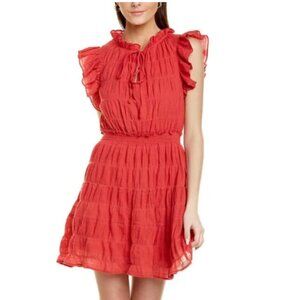 Max Studio Red Ruffle Mini Dress with Flutter Sleeves Size Small